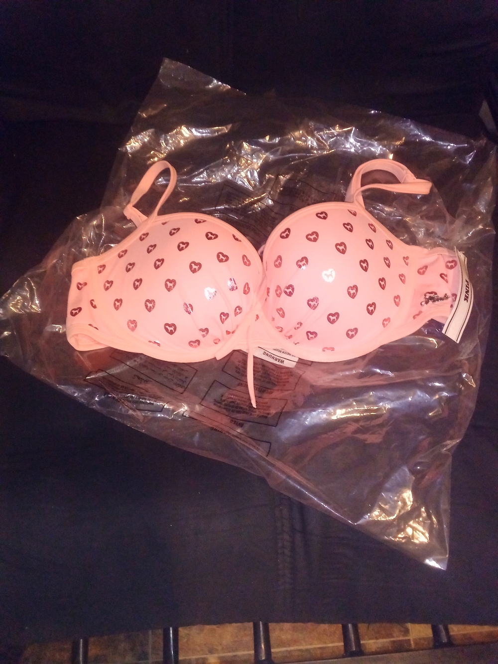 PINK Victoria's Secret Pink Heart-Print Push-Up Bikini Top